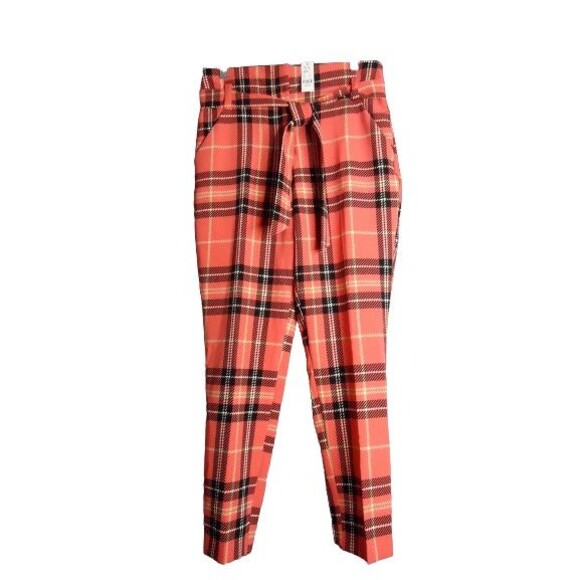 New York & Co Flat Front Dress Pants Hot Pink Black Plaid Size Med Barbi… - Picture 1 of 9